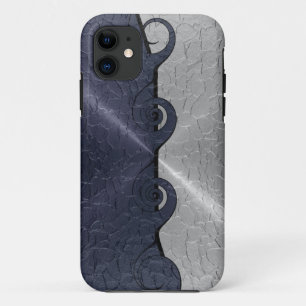 Coques Pour iPhone Motif en métal inoxydable gris argenté 2