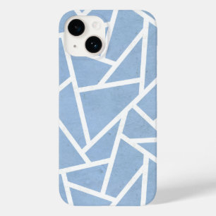 Coque Pour iPhone 14 Motif en mosaïque bleu pâle et blanc