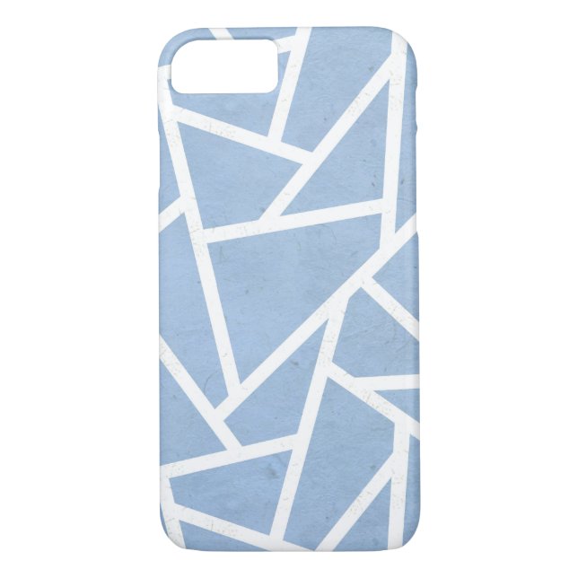 Coques Case-Mate iPhone Motif en mosaïque bleu pâle et blanc (Dos)