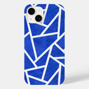 Coque Pour iPhone 14 Motif en mosaïque bleue et blanche