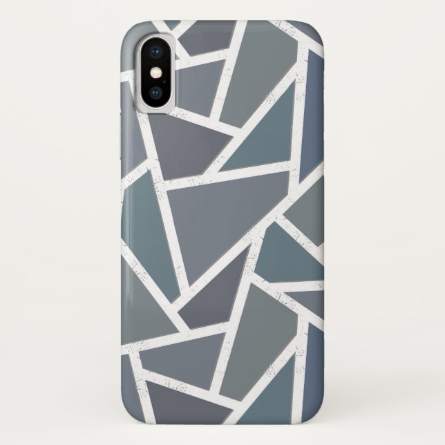 Coques Case-Mate iPhone Motif en mosaïque gris bleu (Dos)
