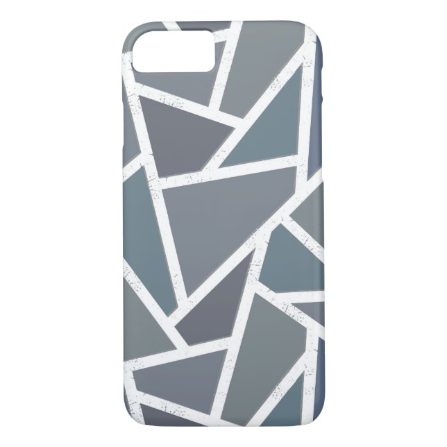 Coques Case-Mate iPhone Motif en mosaïque gris bleu (Dos)