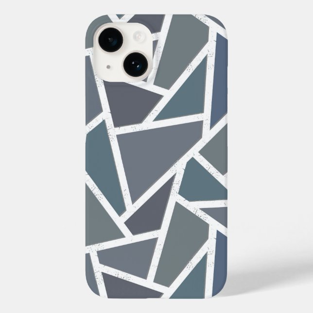 Coques Case-Mate iPhone Motif en mosaïque gris bleu (Verso)