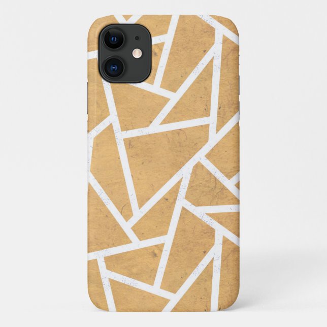 Coques Case-Mate iPhone Motif en mosaïque jaune et blanc (Dos)