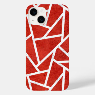 Coque Pour iPhone 14 Motif en mosaïque rouge et blanche