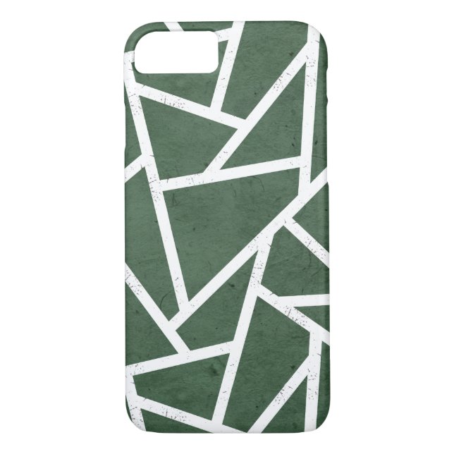 Coques Case-Mate iPhone Motif en mosaïque verte et blanche (Dos)