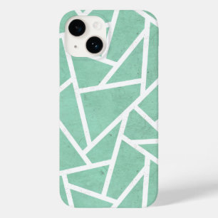 Coque Pour iPhone 14 Motif en mosaïque verte et blanche