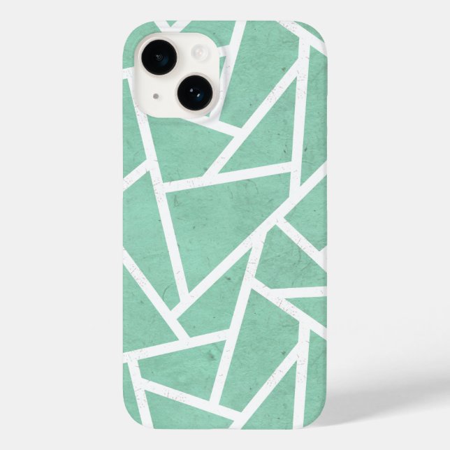 Coques Case-Mate iPhone Motif en mosaïque verte et blanche (Verso)