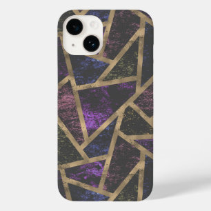 Coque Pour iPhone 14 Motif en mosaïque violet et or