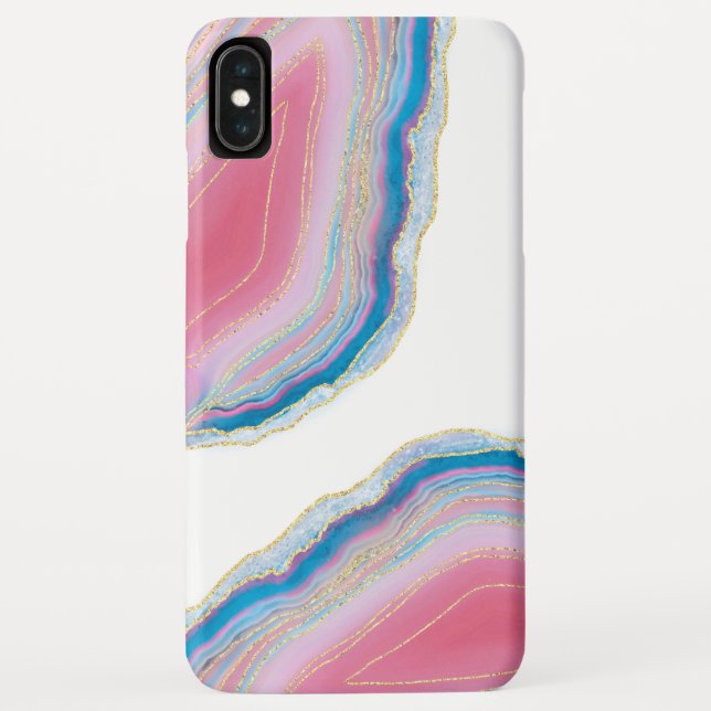 Coques Case-Mate iPhone Motif en pierre rose et bleu Agate (Dos)