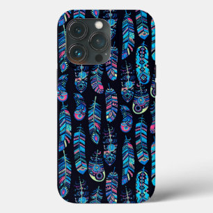 Case-Mate iPhone Case Motif en plume noir et turquoise