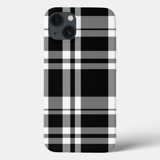 Coques Case-Mate iPhone Motif en tartan noir et blanc (Verso)