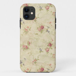 Coque iPhone 11 motif en tissu vieil Rose vintage