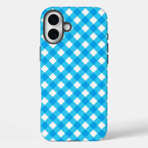 Coques iPhone 16 Plus Motif En vichy bleu