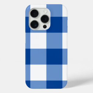 Coque iPhone 15 Pro Motif en vichy bleu