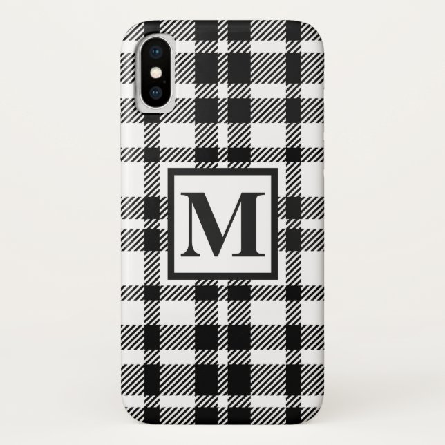 Coques Case-Mate iPhone Motif En vichy noir et blanc (Dos)