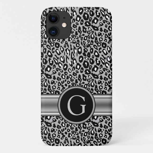 Coques Case-Mate iPhone Motif et monogramme Silver Leopard tendance (Dos)