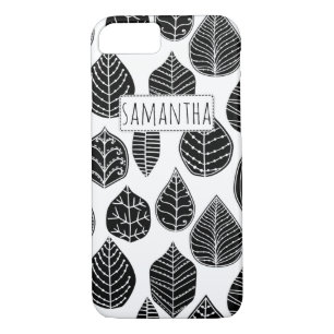 Case-Mate iPhone Case Motif et nom feuille noir et blanc