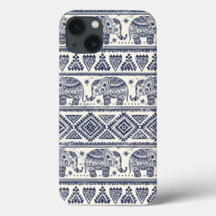 Coques Pour iPhone Motif ethnique bleu d'éléphant