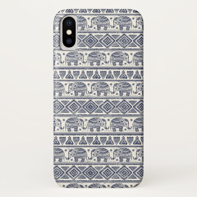 Coques Case-Mate iPhone Motif ethnique bleu d'éléphant (Dos)