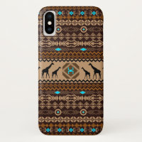 Motif ethnique géométrique Brown Giraffe africaine