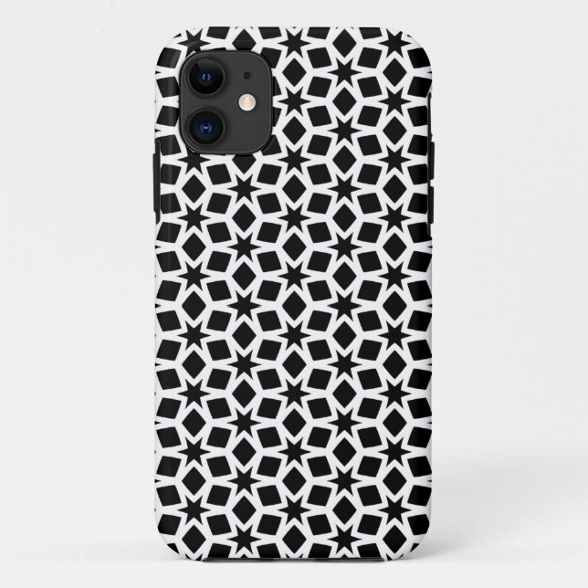 Coques Case-Mate iPhone Motif étoile géométrique noir et blanc (Dos)