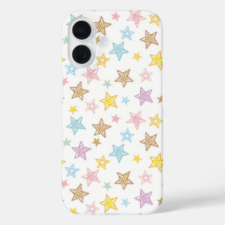 Coque Pour iPhone 16 Motif Étoiles Esquissées