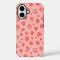 motif fantaisiste à la fraise sur fond rose