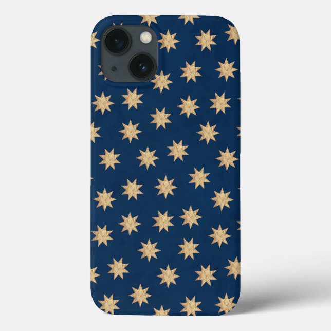 Coques Case-Mate iPhone Motif Faux Gold Foil & Navy Blue Stars (Verso)