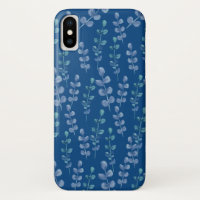 Motif feuille aquarelle sur un bleu classique