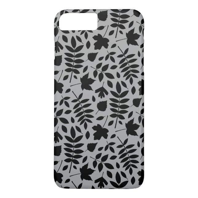 Coques Case-Mate iPhone Motif Feuille tombé noir sur gris (Dos)