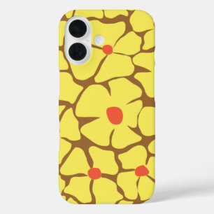 Coque Pour iPhone 16 Motif Fleur Abstrait Retro Jaune Fleur Gras