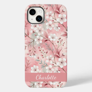 Coque Pour iPhone 14 Plus Motif Fleur de Sakura Personnalisé Rose 