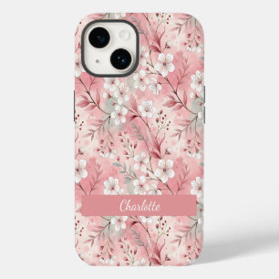 Coque Pour iPhone 14 Motif fleur de Sakura personnalisé rose