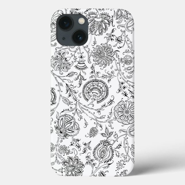 Coques Case-Mate iPhone Motif Fleur noir et blanc (Verso)