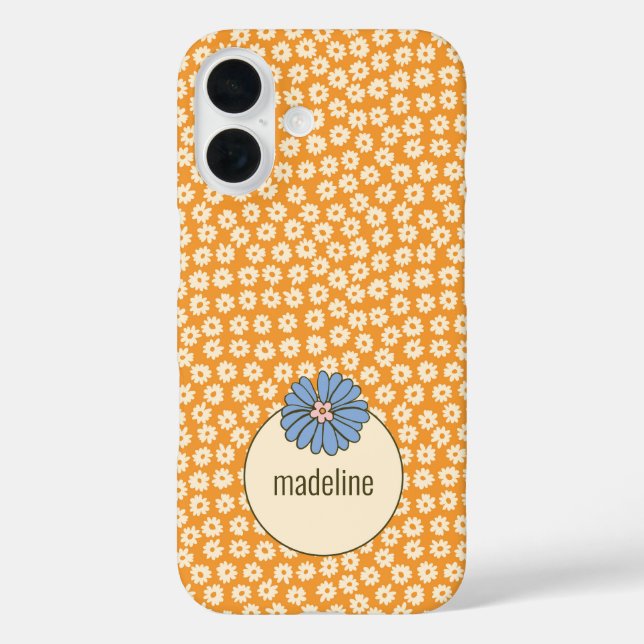 Coques Case-Mate iPhone Motif Fleur Orange Retro (Verso)
