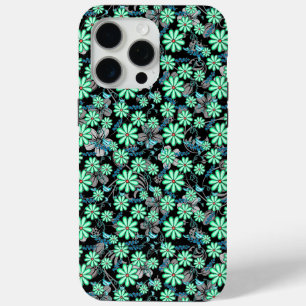 Coque iPhone 15 Pro Max Motif floral 17.b Fond noir