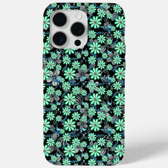 Coques Case-Mate iPhone Motif floral 17.b Fond noir (Verso)