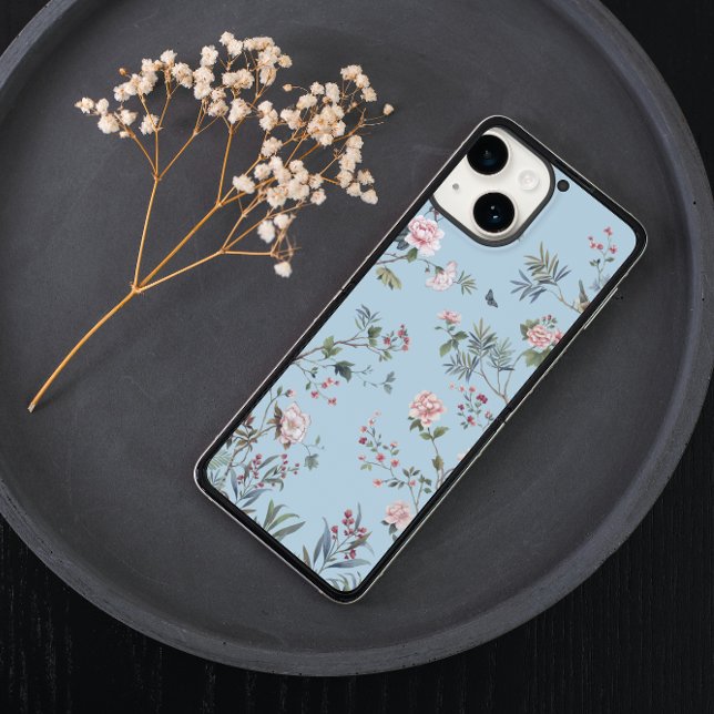 Coques Case-Mate iPhone Motif floral antique bleu (Créateur téléchargé)