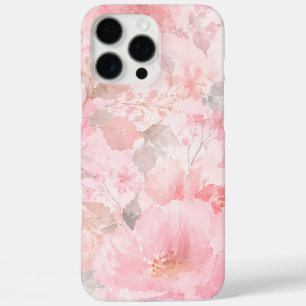 Coques iPhone 16 Pro Max Motif floral aquarelle rose poudré