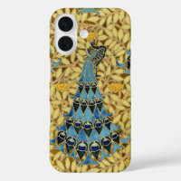 Motif floral au paon bleu Art nouveau vintage