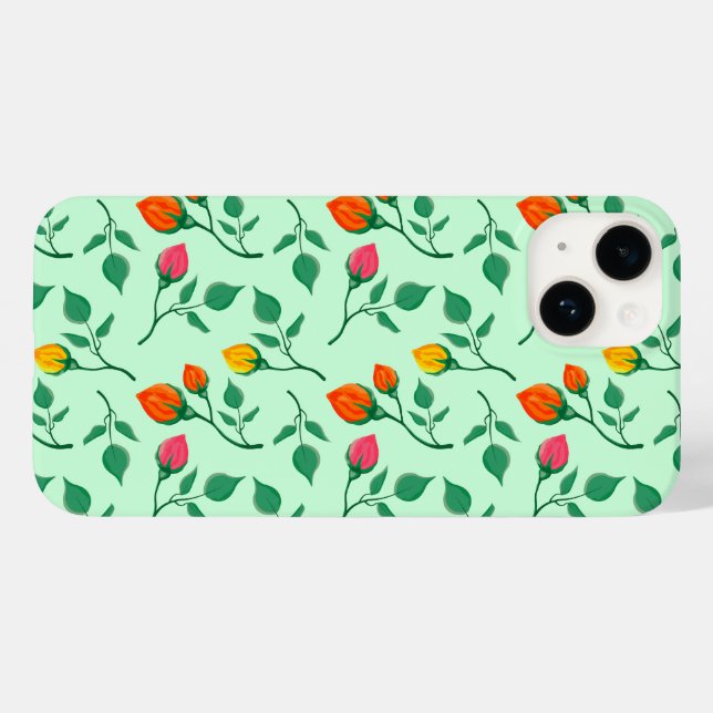 Coques Case-Mate iPhone Motif floral avec fleurs roses colorées (Verso (horizontal))
