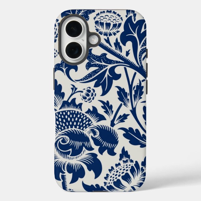 Coques Case-Mate iPhone Motif floral bleu complexe sur fond clair (Verso)