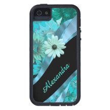 Motif floral bleu de joli aqua personnalisé