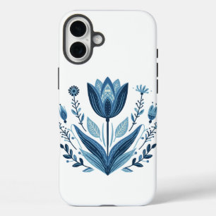 Coques iPhone 16 Plus Motif floral bleu folk
