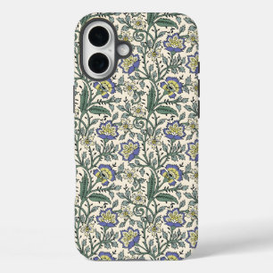 Coques iPhone 16 Plus Motif floral bleu, jaune et blanc sans couture