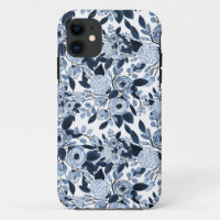 Motif floral bleu marine Pastel