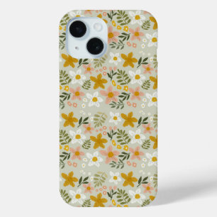 Coque Pour iPhone 15 Motif floral botanique discret et vintage sans cou