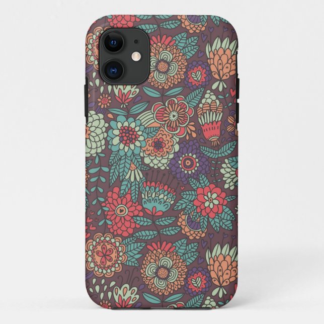 Coques Case-Mate iPhone Motif floral coloré dans le style de bande (Dos)
