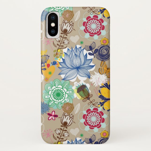Coques Case-Mate iPhone Motif floral dans le rétro style 3 (Dos)